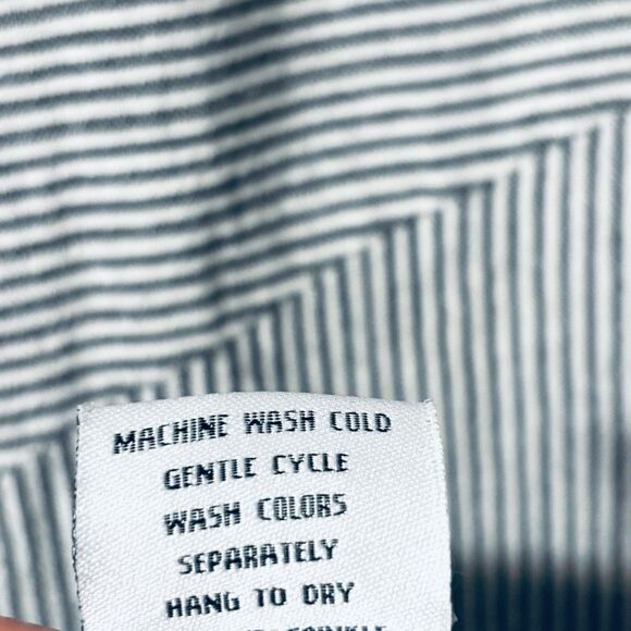 Tulip clothing XL blue & white thin stripe cotton pieced tunic dress w pockets - Picture 9 of 11